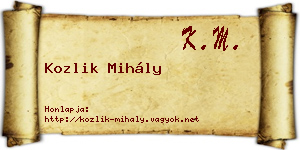 Kozlik Mihály névjegykártya